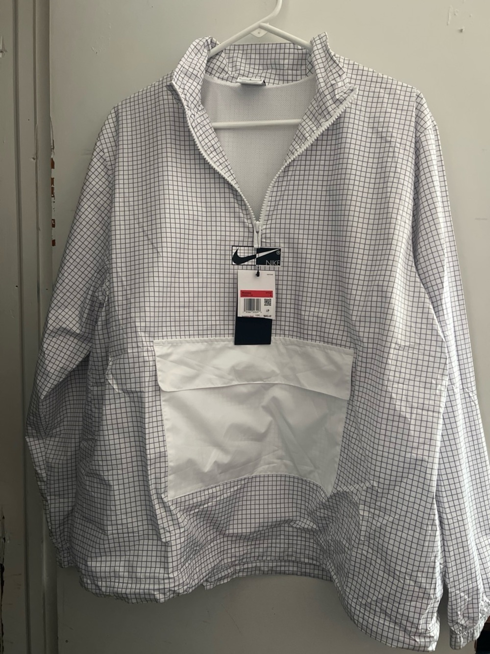 Nike White Grid Half-Zip Windbreaker Anorak